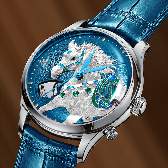 Craftmanship Series Blue Titanium Chiming Horse Limited Edition Automatic Watch