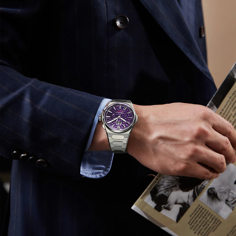 Hammer Dial Big Date Automatic Winding Purple Chiming Watch