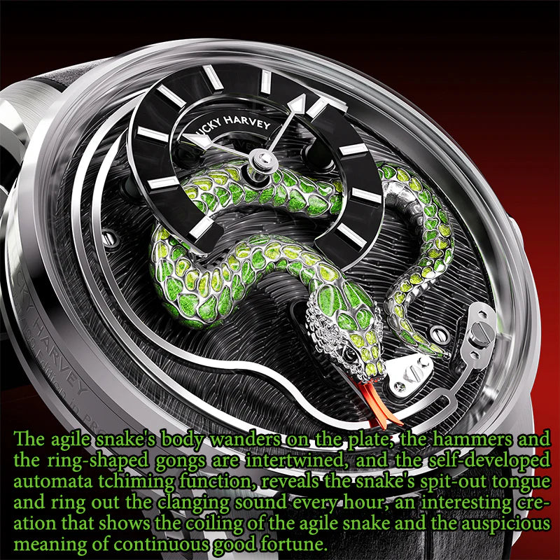 Craftmanship Series Silver Enamel Snake Automatic Chiming Watch