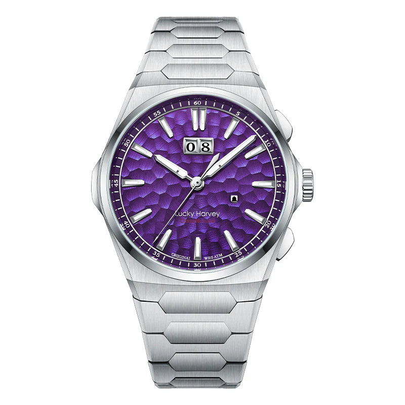 Hammer Dial Big Date Automatic Winding Purple Chiming Watch