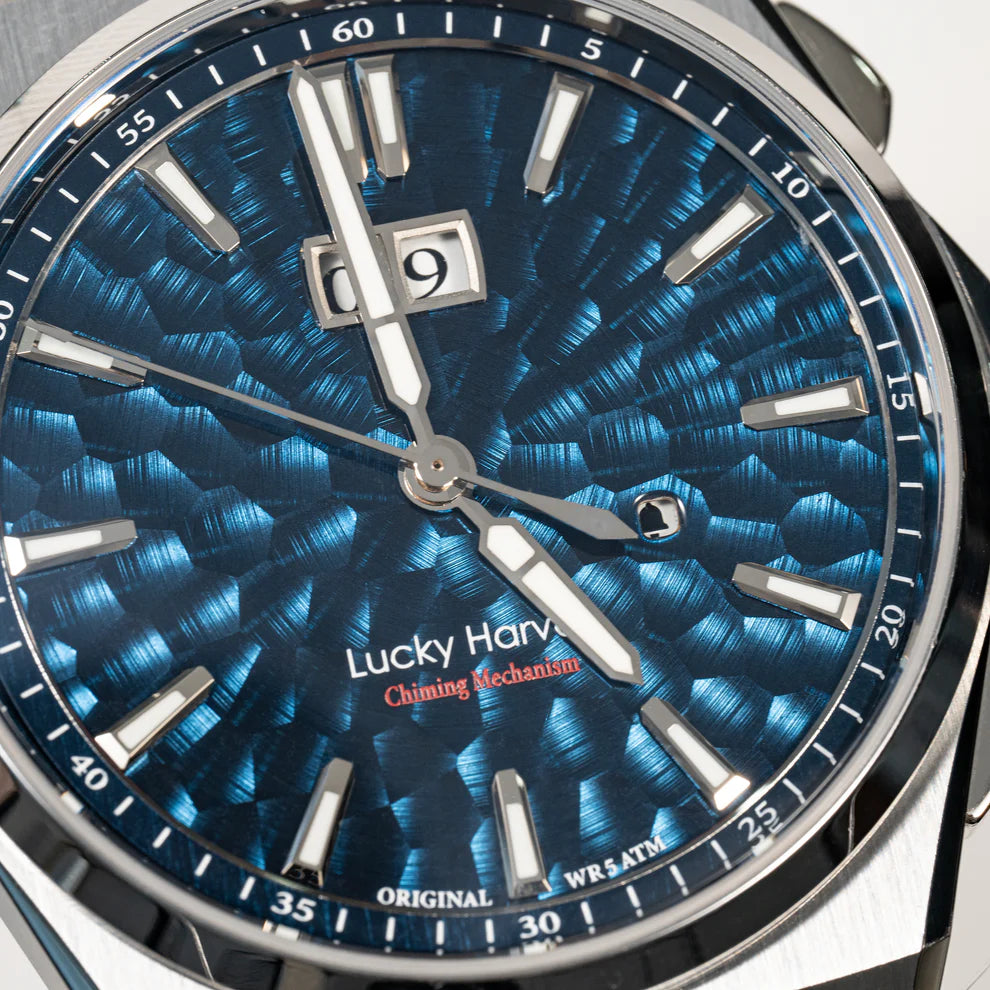 Hammer Dial Big Date Automatic Winding Blue Chiming Watch