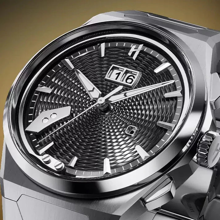 Wheat Ear Pattern Grade 5 Titanium Black Guilloché Chiming Watch 2.0