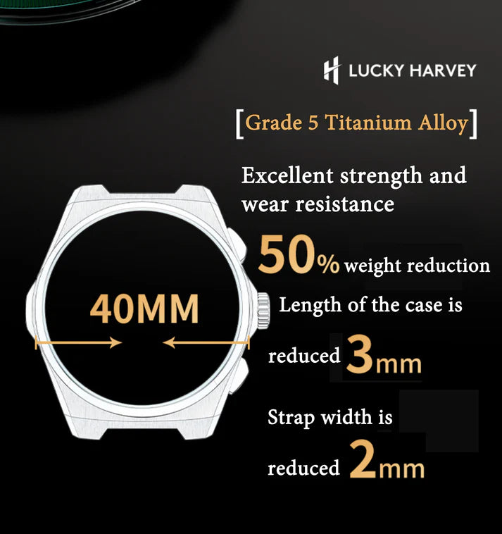 Wheat Ear Pattern Grade 5 Titanium Guilloché Chiming Watch 2.0 – Green