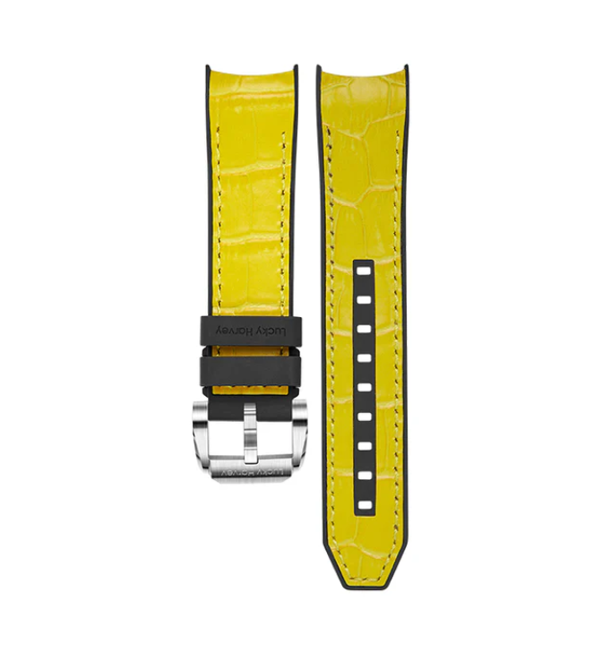 Lucky Harvey Yellow Lion premium leather watch strap with polished buckle