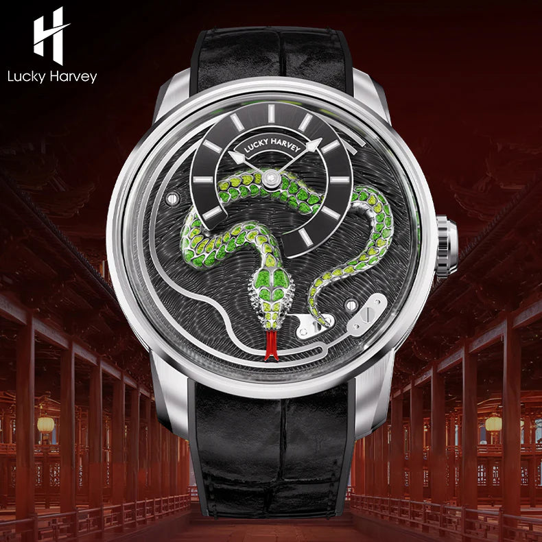 Craftmanship Series Silver Enamel Snake Automatic Chiming Watch