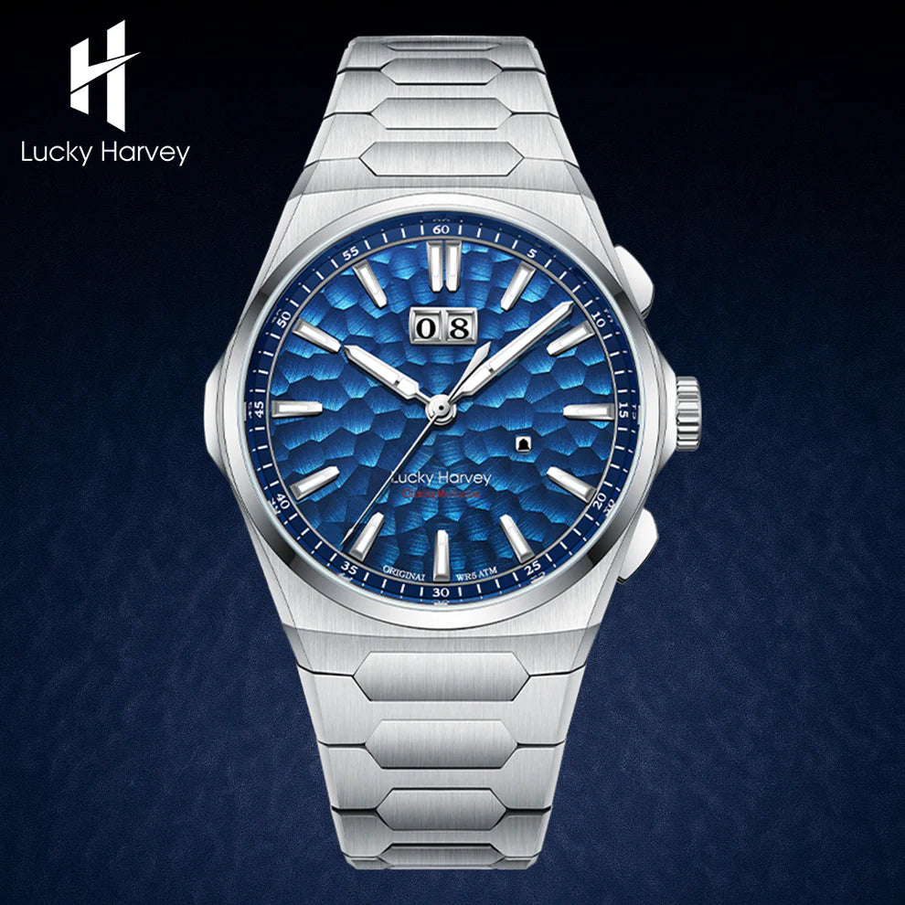 Hammer Dial Big Date Automatic Winding Blue Chiming Watch