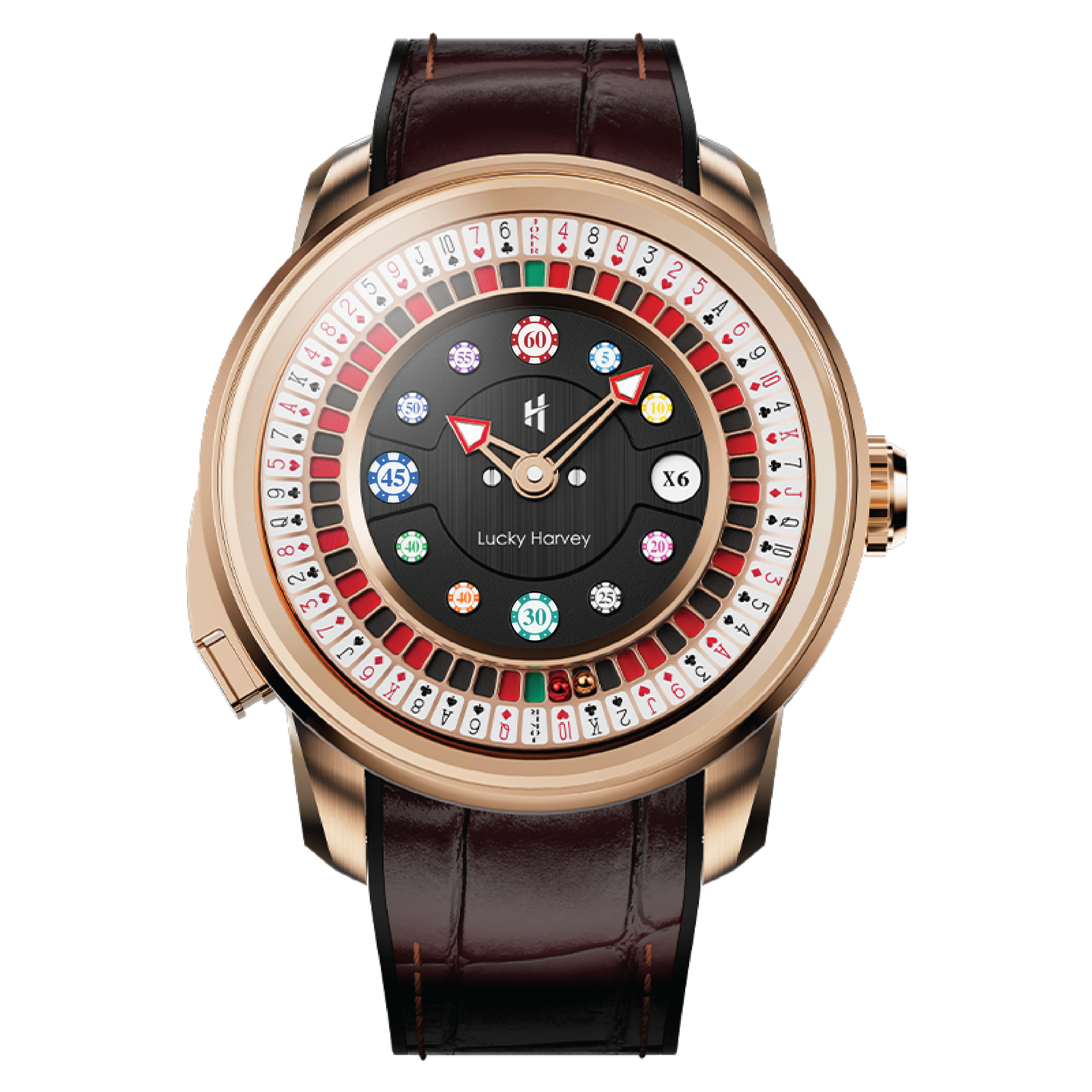 Lucky Harvey Casino Series Rose Gold Poker Roulette automatic watch