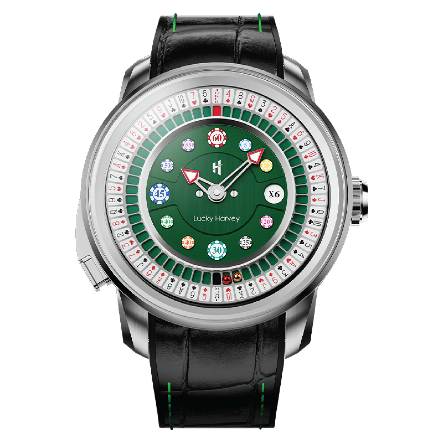 Lucky Harvey Casino Series Silver Poker Roulette automatic watch — groomsmen gift