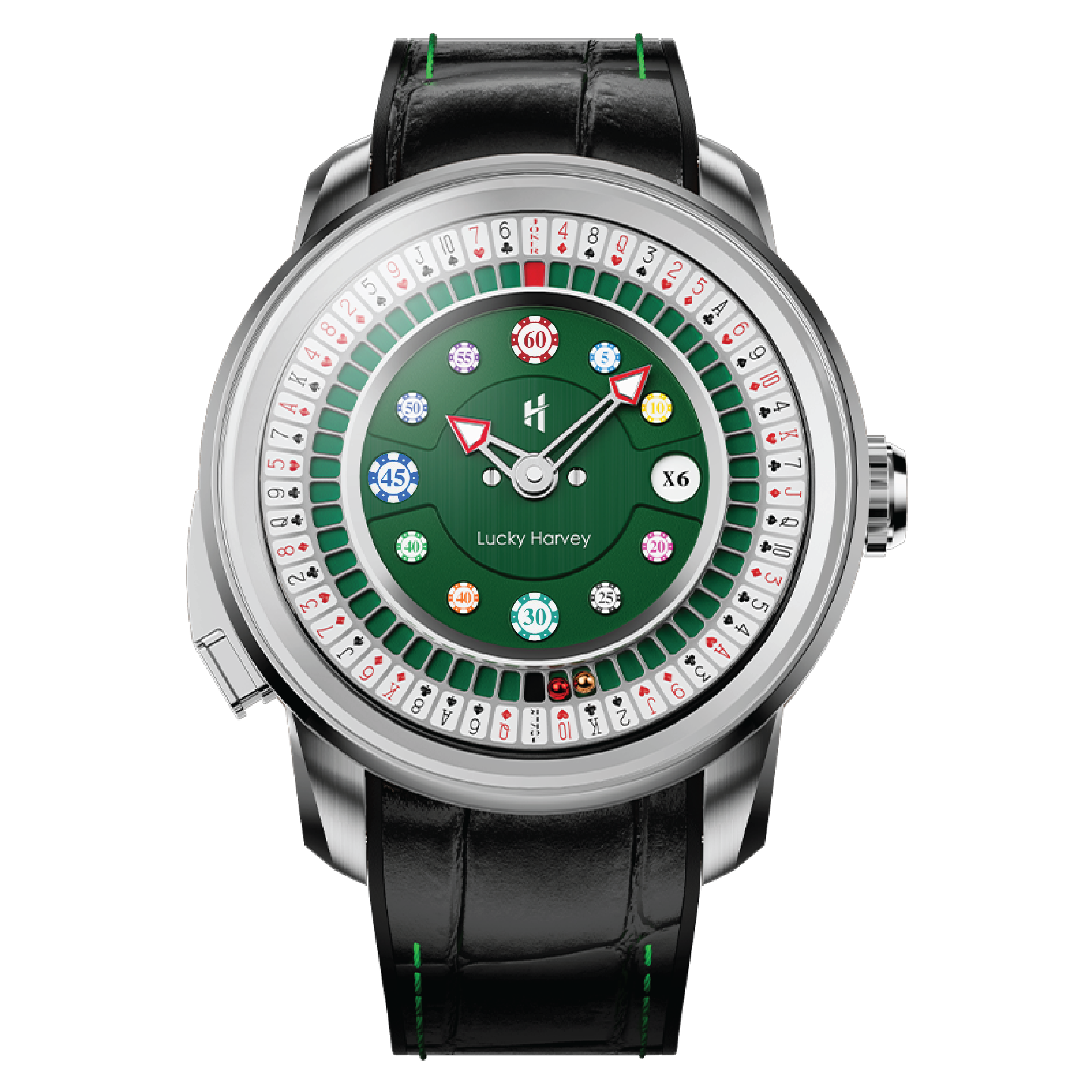 Lucky Harvey Casino Series Silver Poker Roulette automatic watch — groomsmen gift