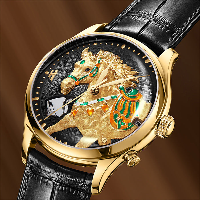 Craftmanship Series Gold Titanium Chiming Horse Limited Edition Automatic Watch
