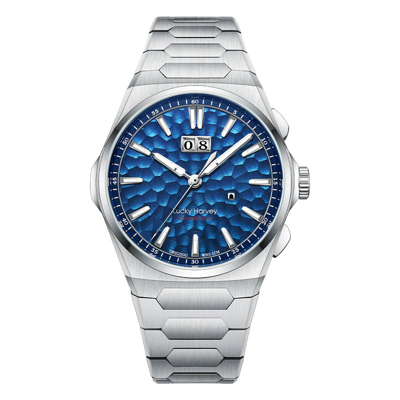 Hammer Dial Big Date Automatic Winding Blue Chiming Watch