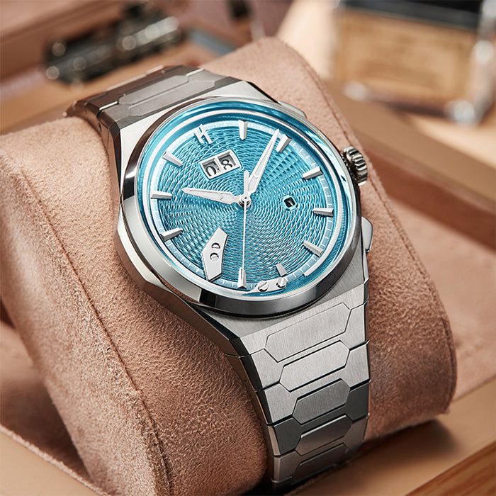 Sound Of Nature Guilloche Dial Ice Blue Titanium Chiming Limited Edition Automatic Watch