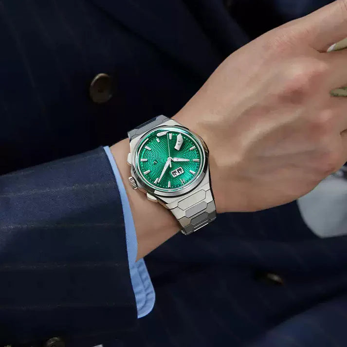 Wheat Ear Pattern Grade 5 Titanium Guilloché Chiming Watch 2.0 – Green