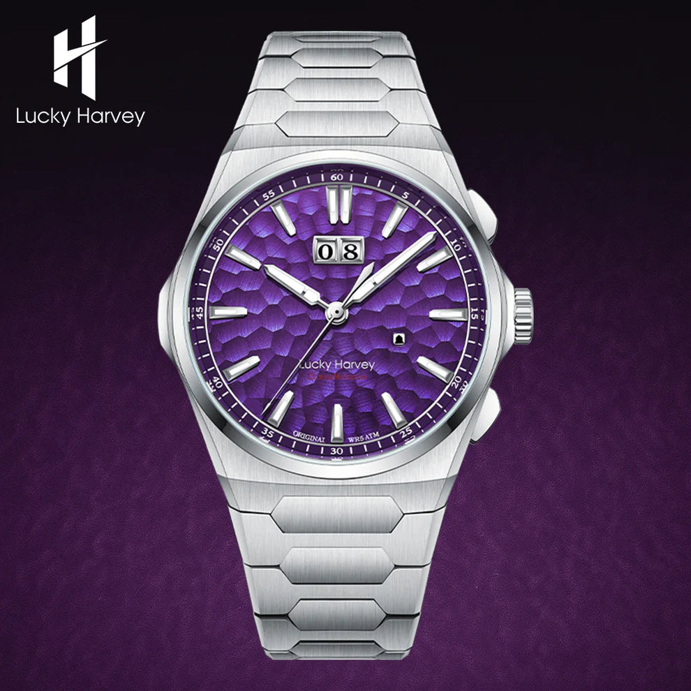 Hammer Dial Big Date Automatic Winding Purple Chiming Watch